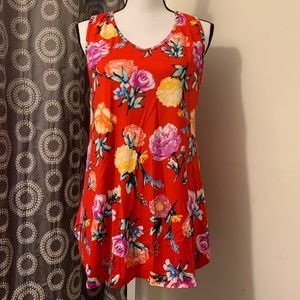 Cool Melon Red Floral Tunic Tank Top